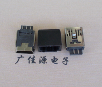 金华MINI USB 5Pin接口 带护套焊线母座 B型180度铜壳