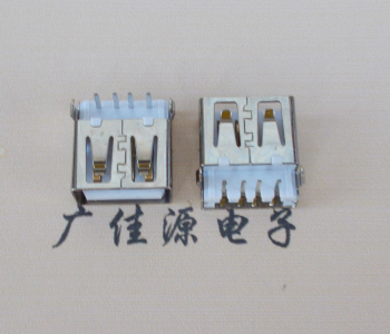 金华USB母座接口 AF90度沉板1.9引脚4P插件白胶芯直边