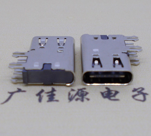 金华侧插USB3.1接头座子.90度type-c母座.6p侧插连接器
