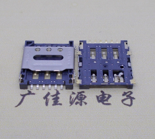 金华掀盖手机卡座nano sim 1.5h 6pin超薄双用插卡贴片式