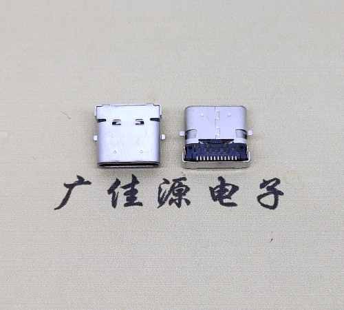 金华type c24p板上双壳连接器接口 DIP+SMT L=10.0脚长1.6母头