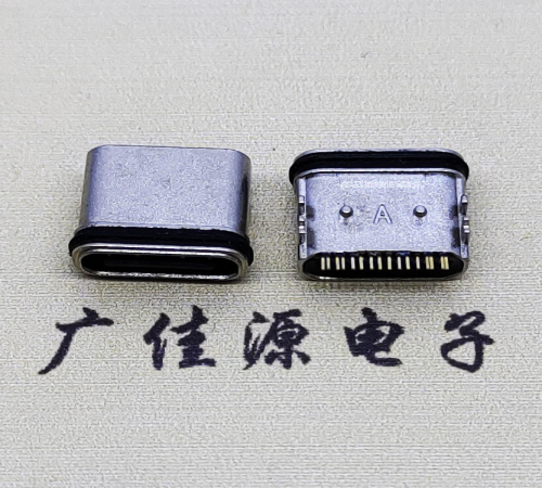 金华板上卧式USB连接器.TYPE-C16P防水母座.四脚插带定位柱